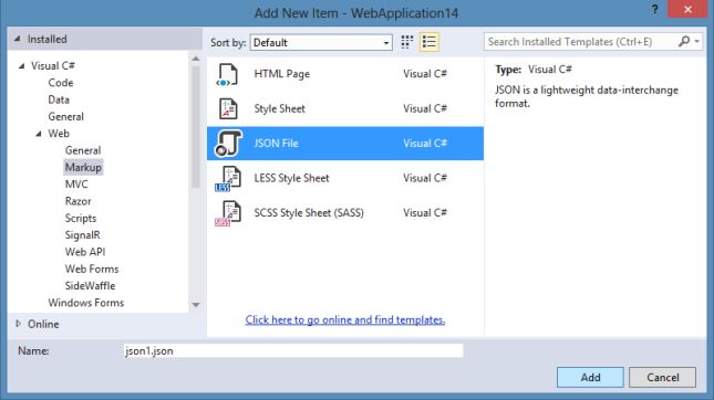 Adding JSON File in Web Application